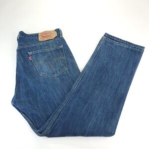 Levis 501 Jeans Men 34x30 Blue Medium Wash Button Fly Straight Classic Americana